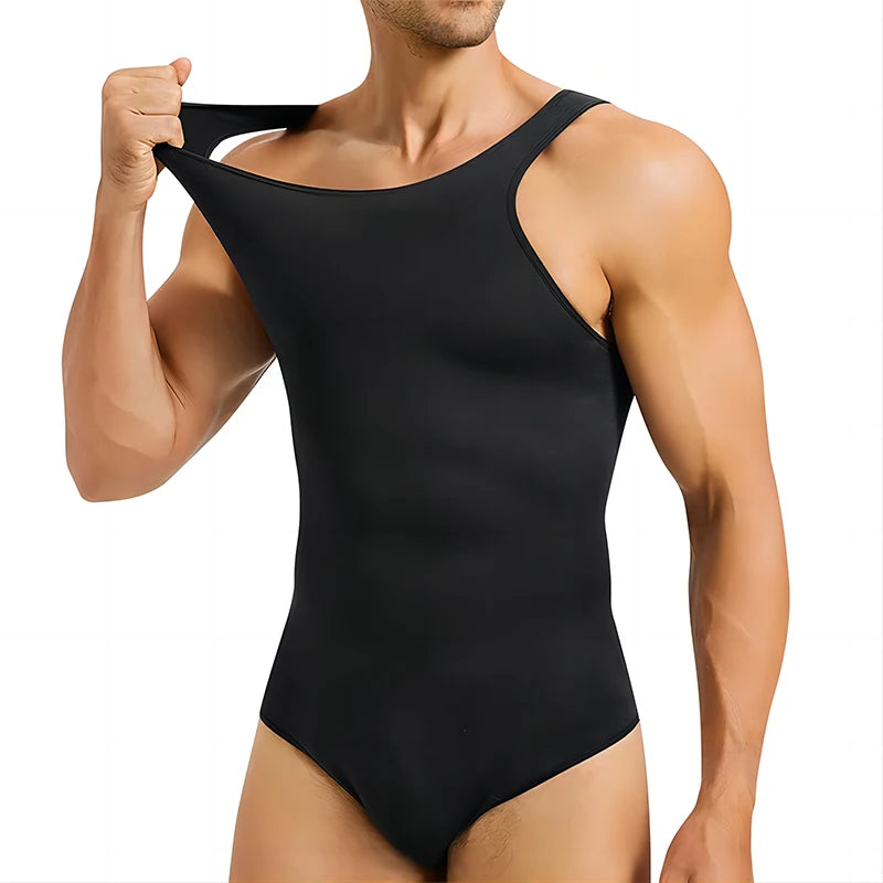 Mens Shapewear Tummy Control Full Body Shaper Compression Slimming Bodysuit Sleeveless Open Crotch Undershirt Fajas Para Hombres