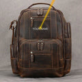 Vintage Crazy Horse Leather Backpack Men Travel Laptop School Bag - VacationGrabs