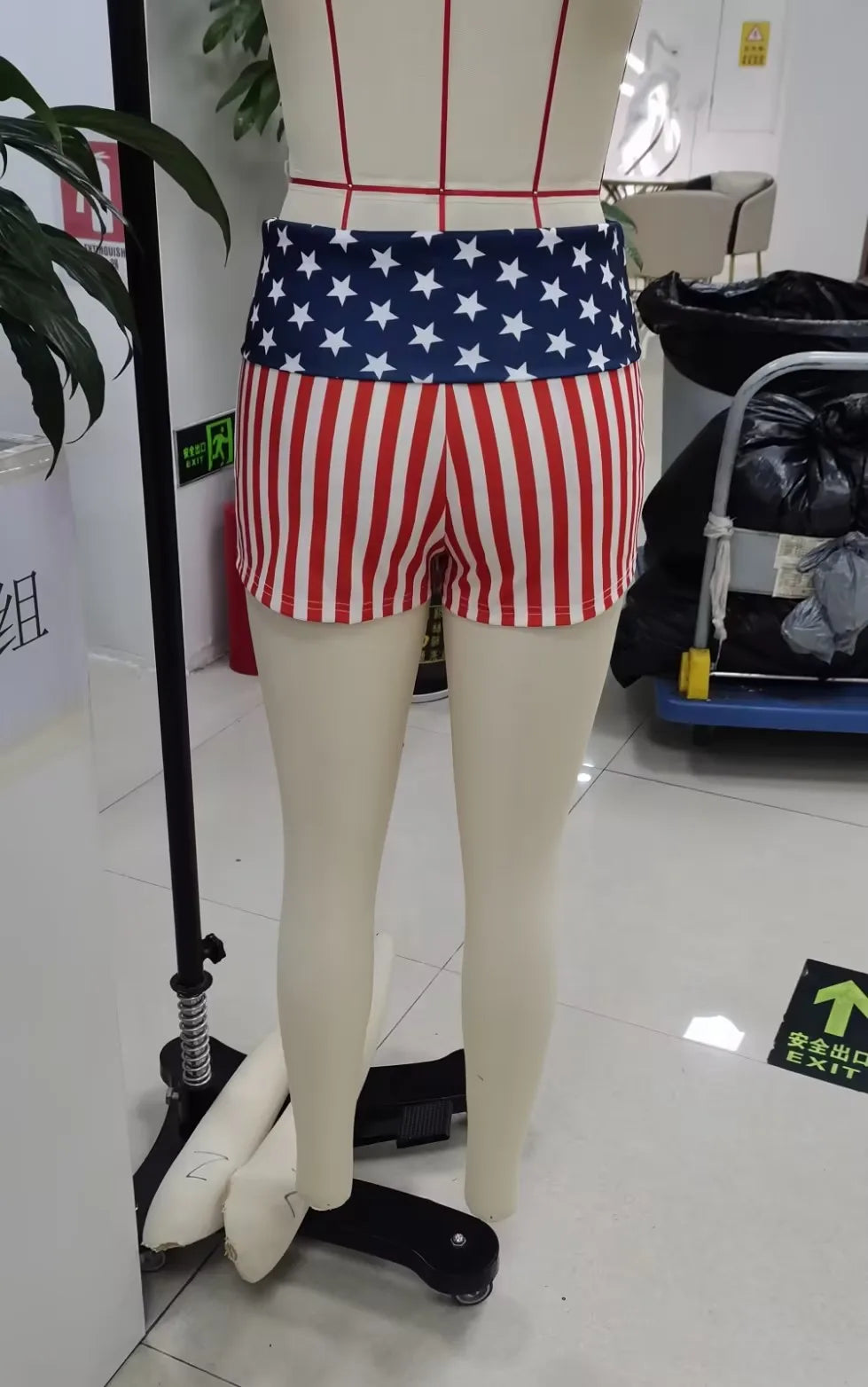 VacationGrabs Womens Patriotic Shorts Casual Foldover Waist Stars and Stripes Print Slim Fit Shorts Streetwear Shorts Independence Day