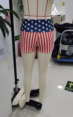 VacationGrabs Womens Patriotic Shorts Casual Foldover Waist Stars and Stripes Print Slim Fit Shorts Streetwear Shorts Independence Day