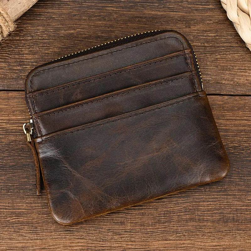 Mini Coin Purse Wallet Genuine Leather for Men & Women Zippered - VacationGrabs