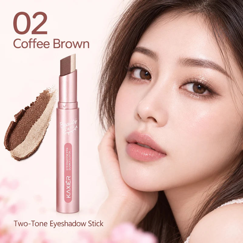 KAXIER Two Tone Eyeshadow Stick, Creamy Shimmer Eye Shadow, Blendable Gradient Eye Makeup, 6 Shades for Everyday and Party Looks