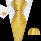 Gold & Beige Silk Tie Set for Men - VacationGrabs