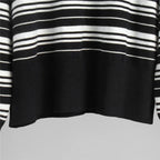VacationGrabs Striped Sweater Women Long Sleeve Button Front Pullover Casual Crew Neck Tops Pullover Sweatshirt Fall Winter Outwear