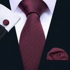 Red Plaid Silk Tie Set for Men - VacationGrabs