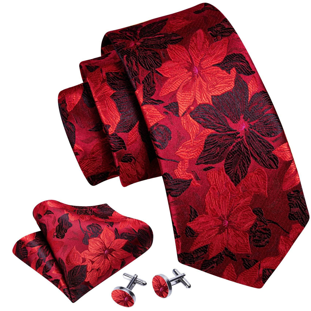 Floral Jacquard Silk Tie Set for Men - VacationGrabs
