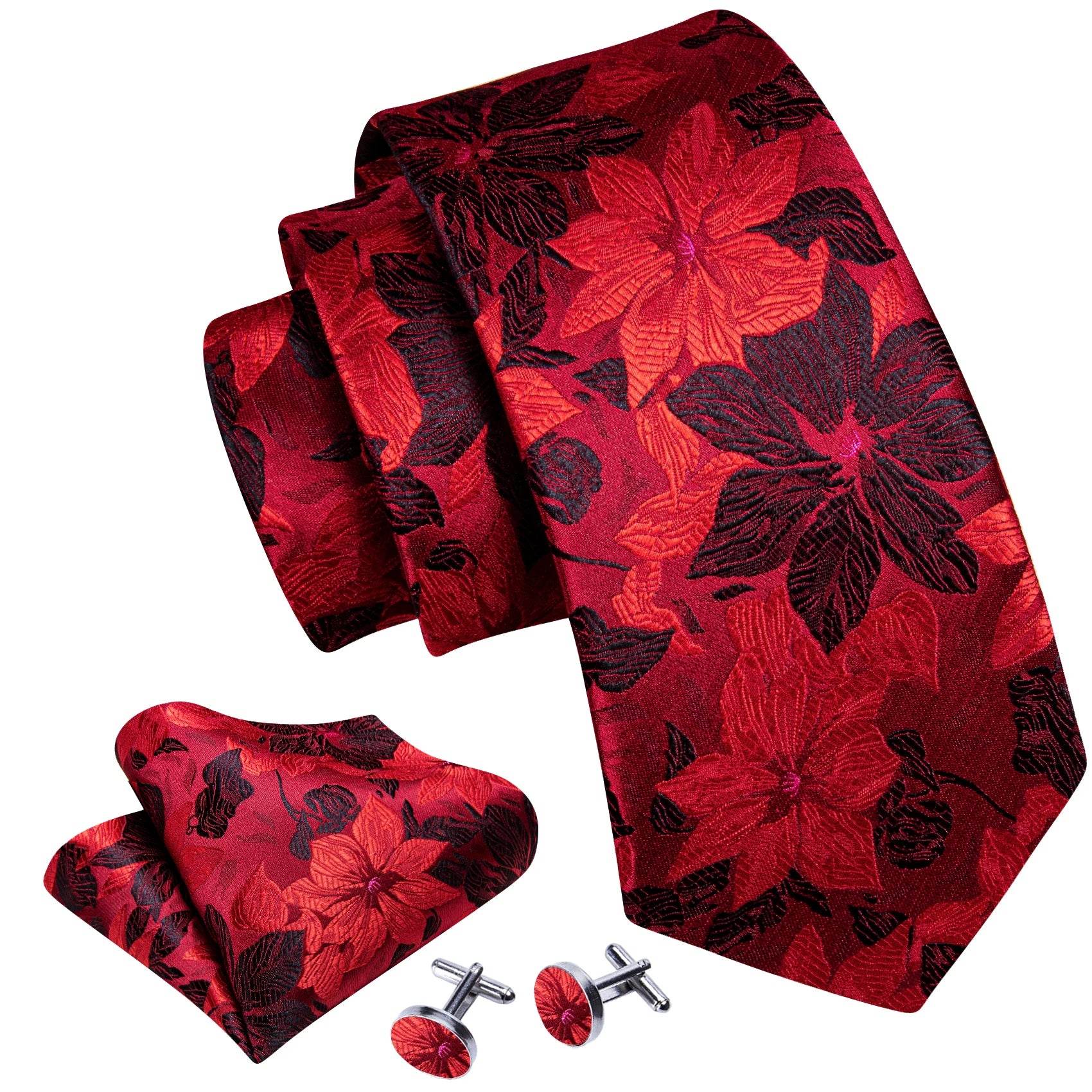 Floral Jacquard Silk Tie Set for Men - VacationGrabs