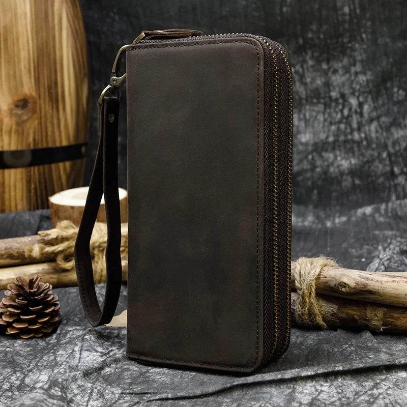 Luxury Double Zipper Leather Wallet for Men & Women with Coin Pouch - VacationGrabs
