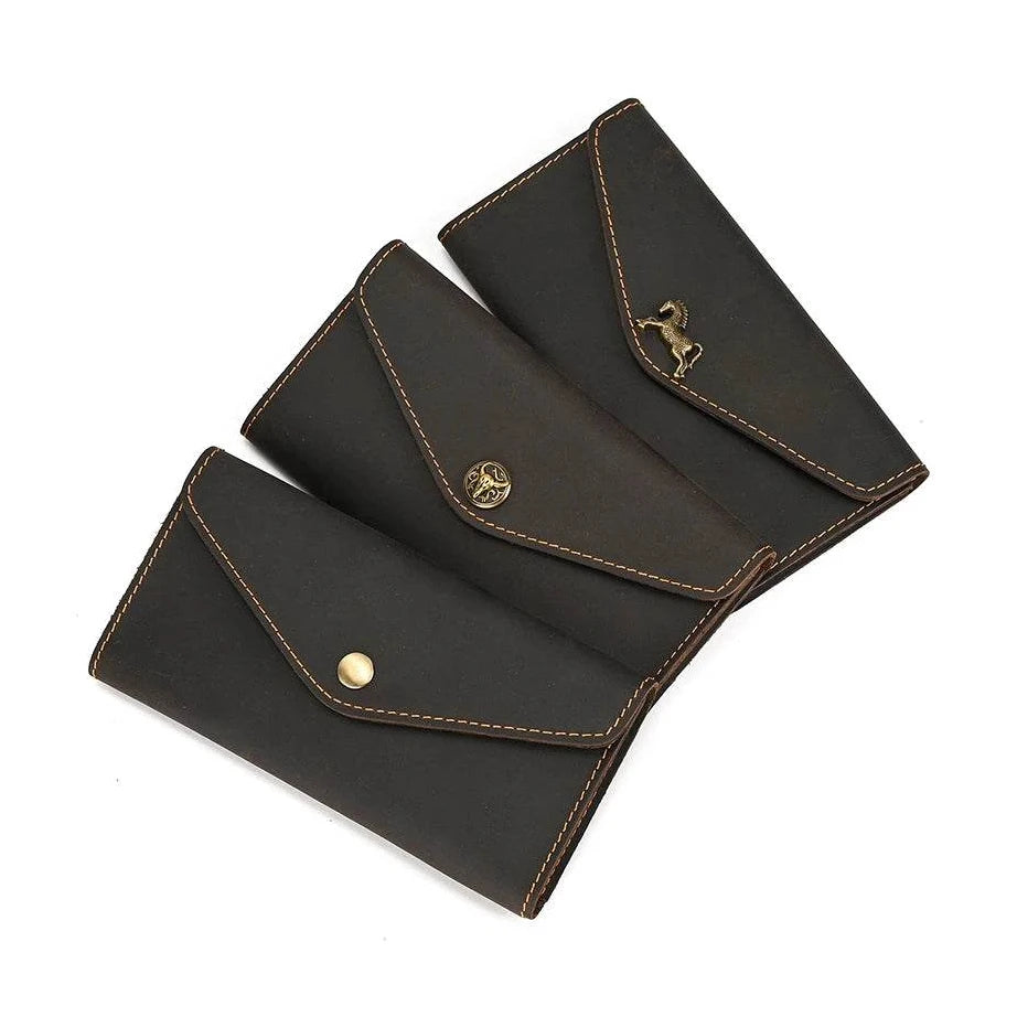 Genuine Leather Clutch Purse for Women & Men Retro Fashion Envelope Bag - VacationGrabs