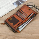 Men’s Leather Wallet for Cards Small Coin Purse Short Wallet - VacationGrabs