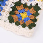 Womens Summer Crochet Knit Crop Top Embroidered Color Block - VacationGrabs