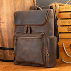 Retro Genuine Leather Double-Shoulder Backpack - European Retro Style