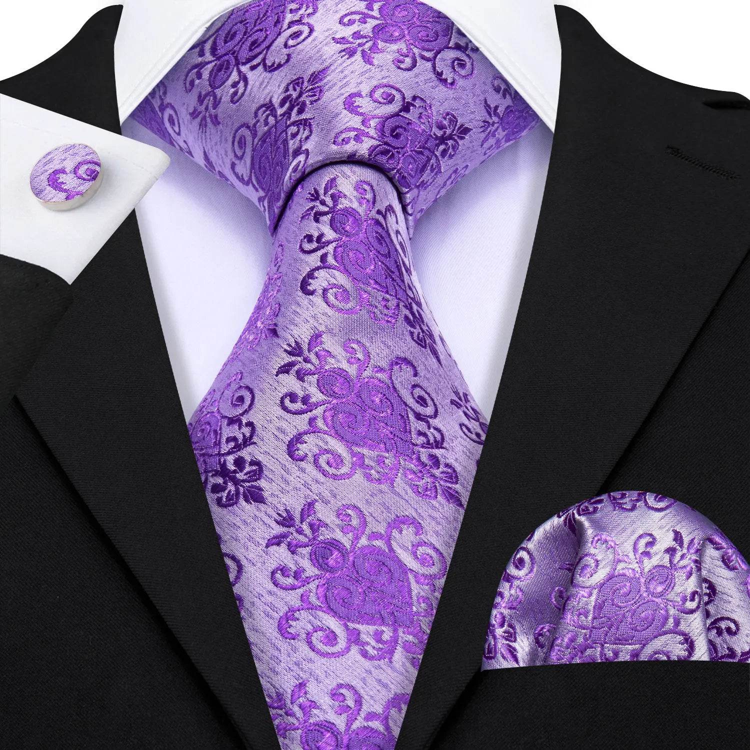 Floral Jacquard Silk Tie Set for Men - VacationGrabs