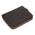 Crazy Horse Leather Wallet Men Women Coin Purse with Zipper - VacationGrabs