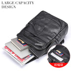 Black Leather Backpack for Men Casual Travel Daypack 14"