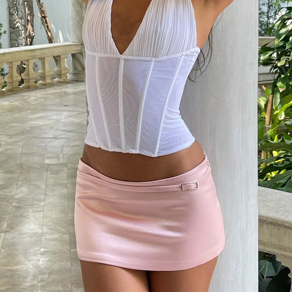 VacationGrabs Fashion Women Mini Skirt Low Waist Bottoms Slim Fit Summer Bodycon Short Skirt Clubwear for Party Chic Streetwear
