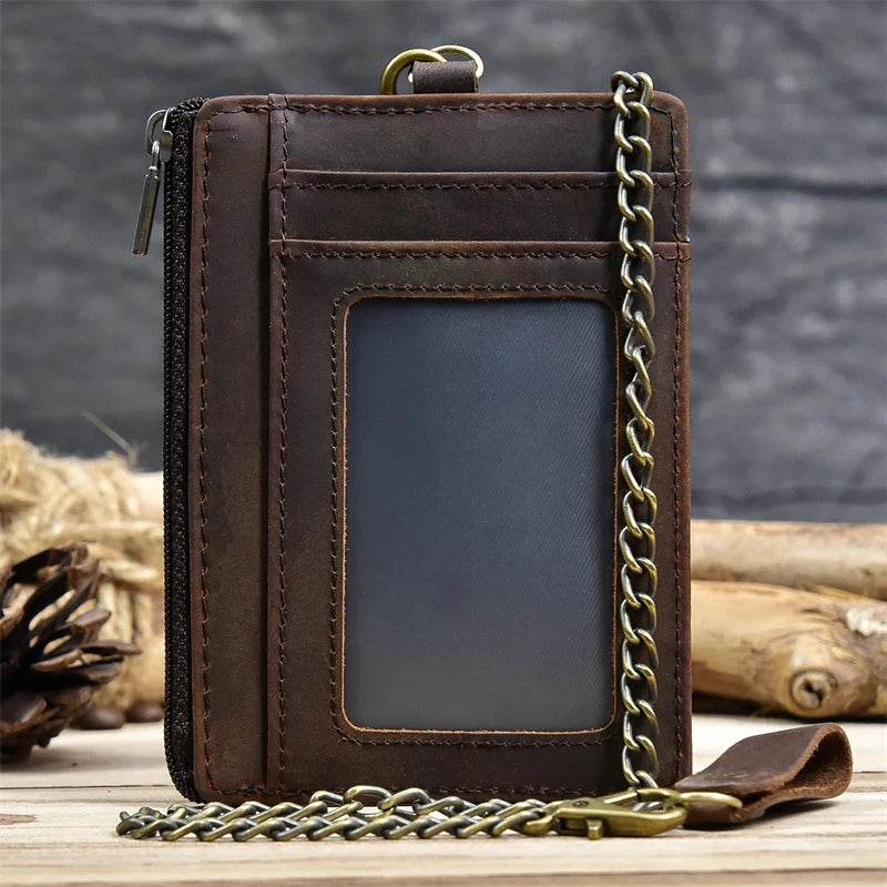 Genuine Leather Mini Coin Purse Wallet for Men & Women with Zipper and Key Chains - VacationGrabs