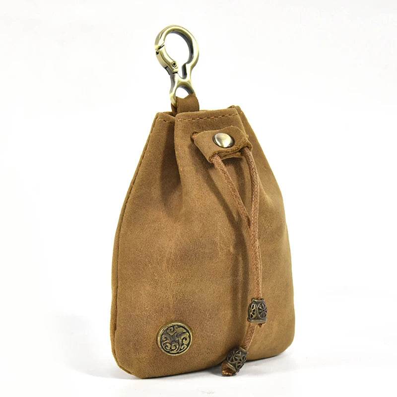 Handmade Leather Mini Coin Pouch for Men Women Vintage Wallet - VacationGrabs