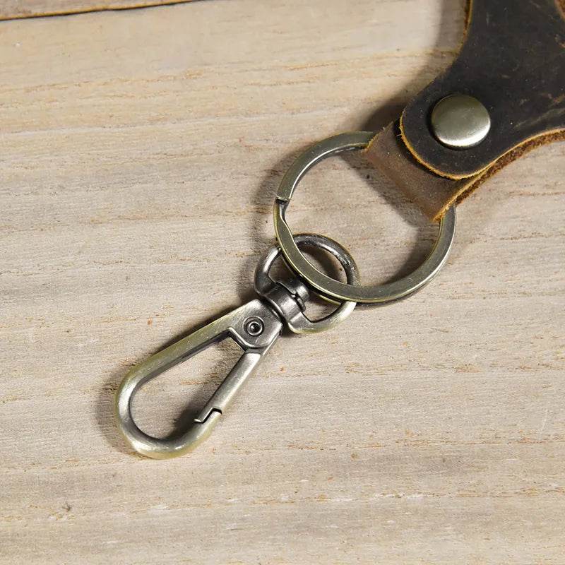 3-Piece Crazy Horse Leather Key Ring Soft Cowhide Keychains - VacationGrabs