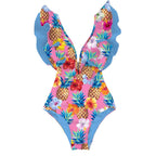 Women's Ruffle Sleeve Deep-V Bathing Suit - VacationGrabs