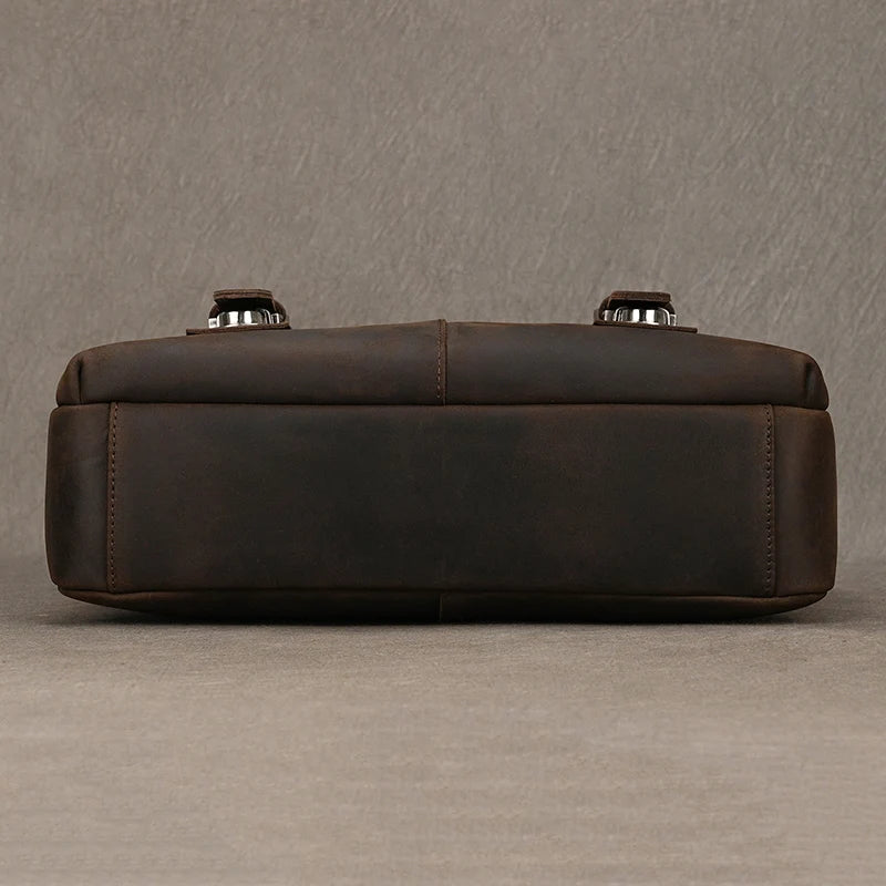 Top Leather Crazy Horse Leather 9.7" Ipad Shoulder Bag