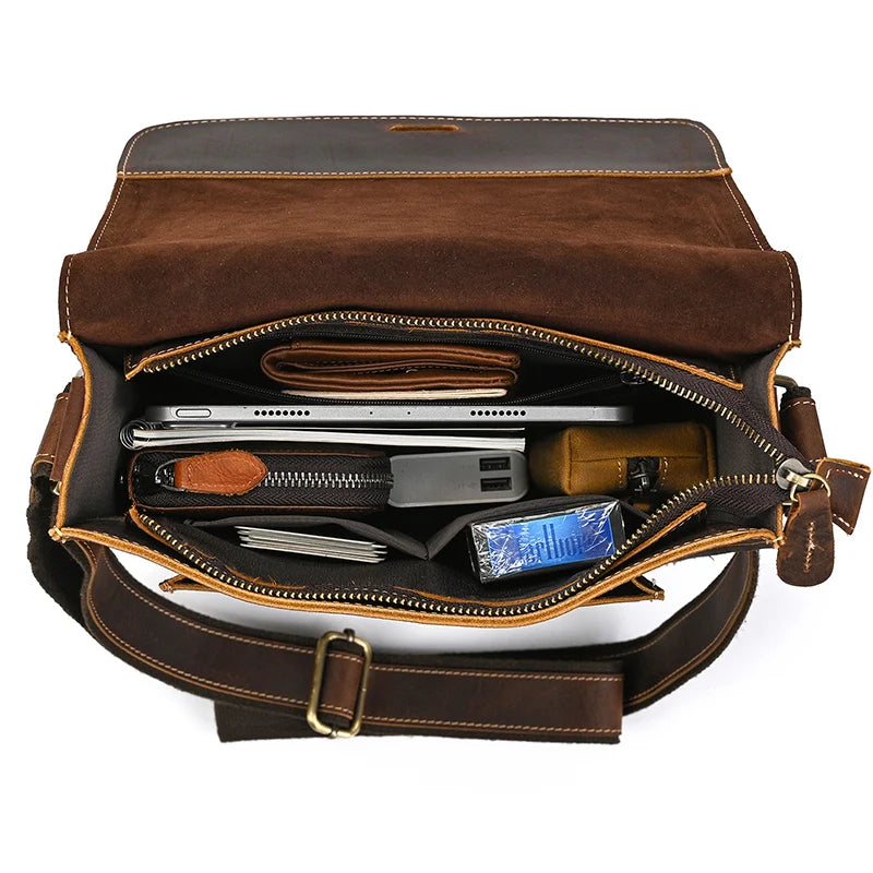 Vintage Fashion Men's Shoulder Bag Genuine Leather Men Sling Bag