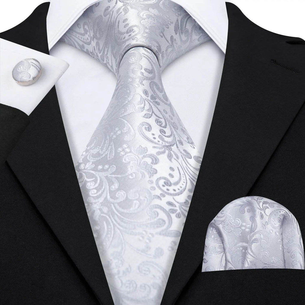 Floral Jacquard Silk Tie Set for Men - VacationGrabs
