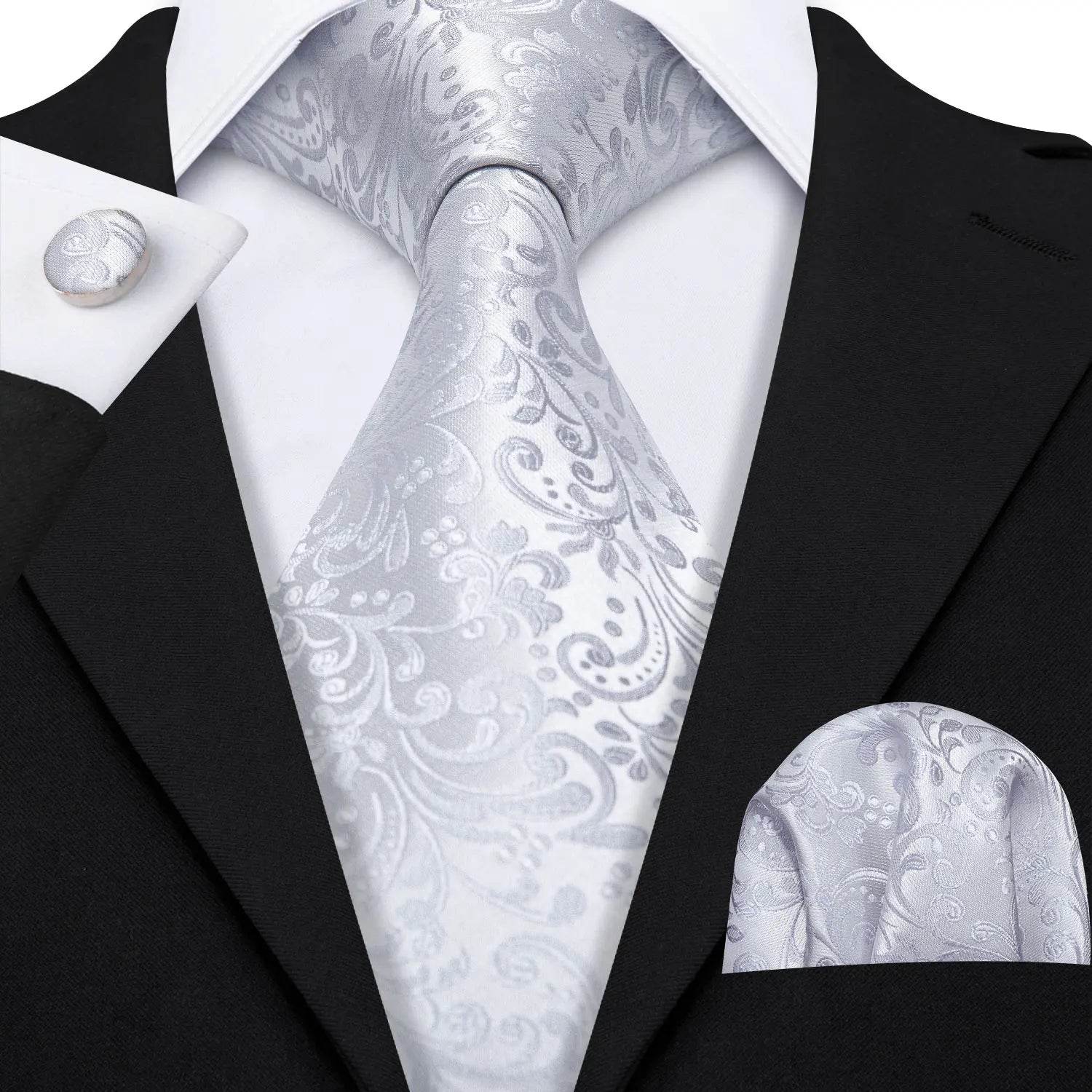 Floral Jacquard Silk Tie Set for Men - VacationGrabs