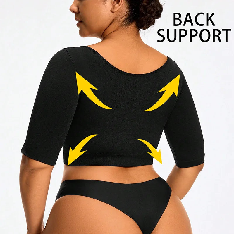 Plus Size Upper Arm Shaper Corset Top, Push-Up Front Bra