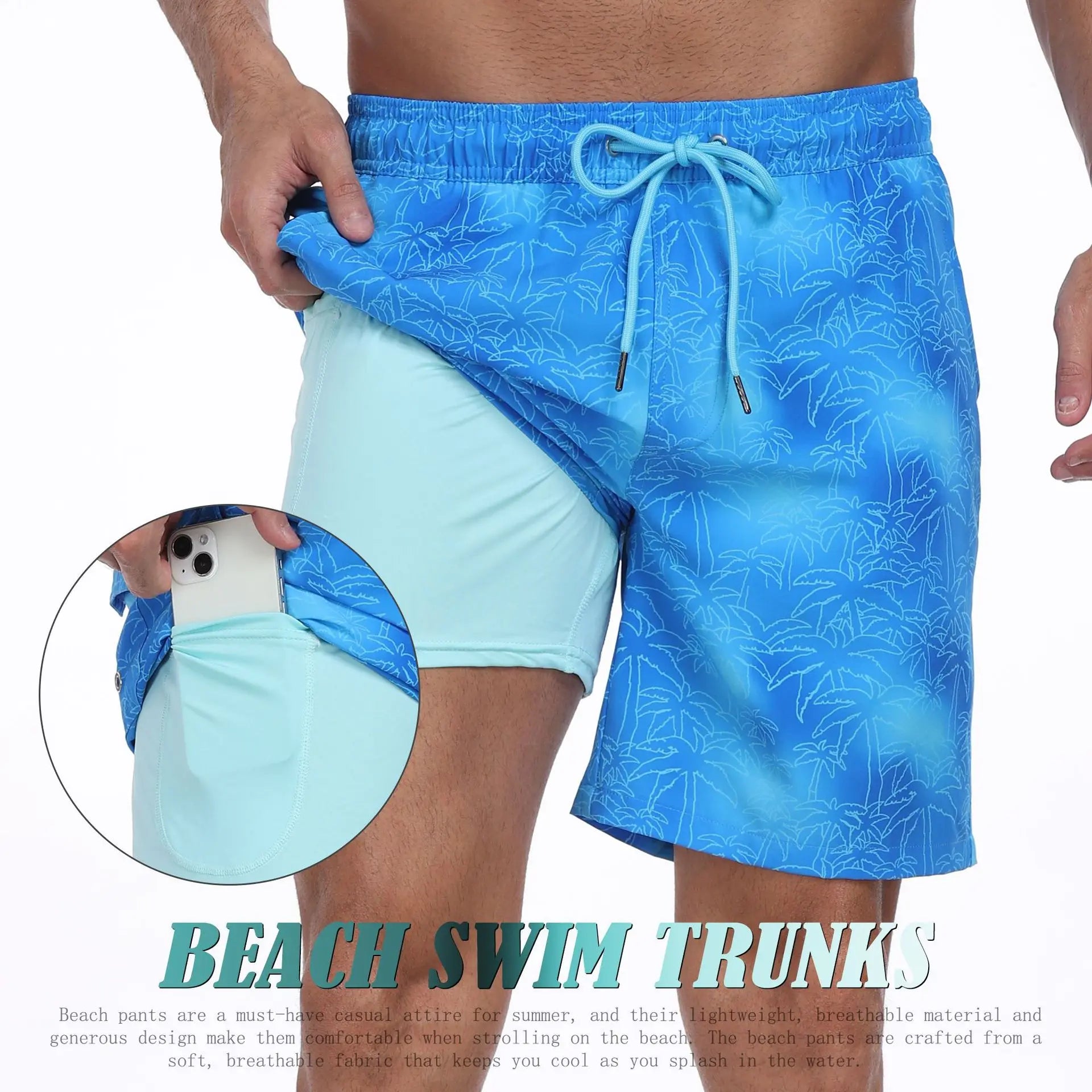 Comfortable Swim Trunks for Mens with Phone Pocket