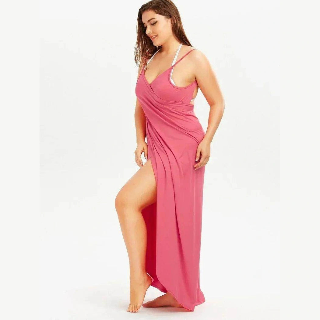 Plus Swimwear Cover-Up Summer Beach Pool Dress - VacationGrabs