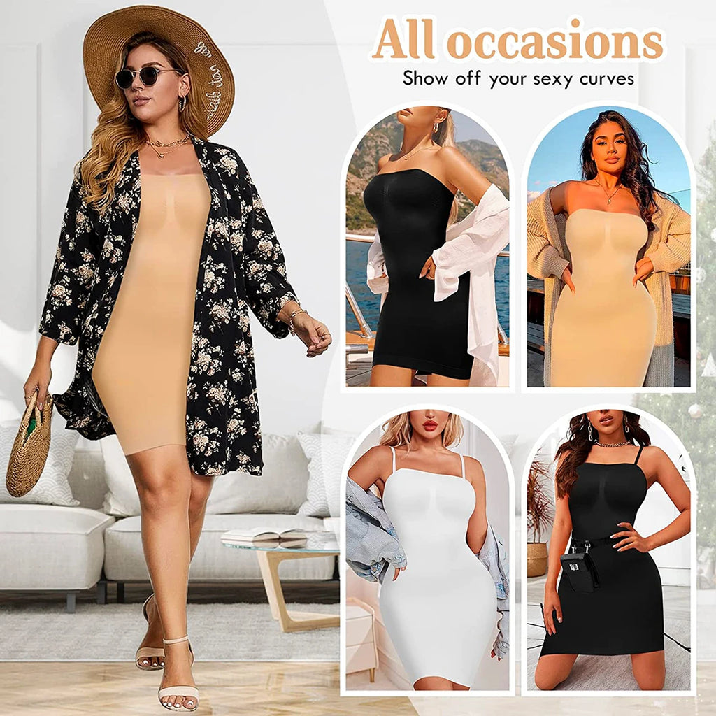 Strapless Shapewear Slip Dress - Tummy Control Body Shaper