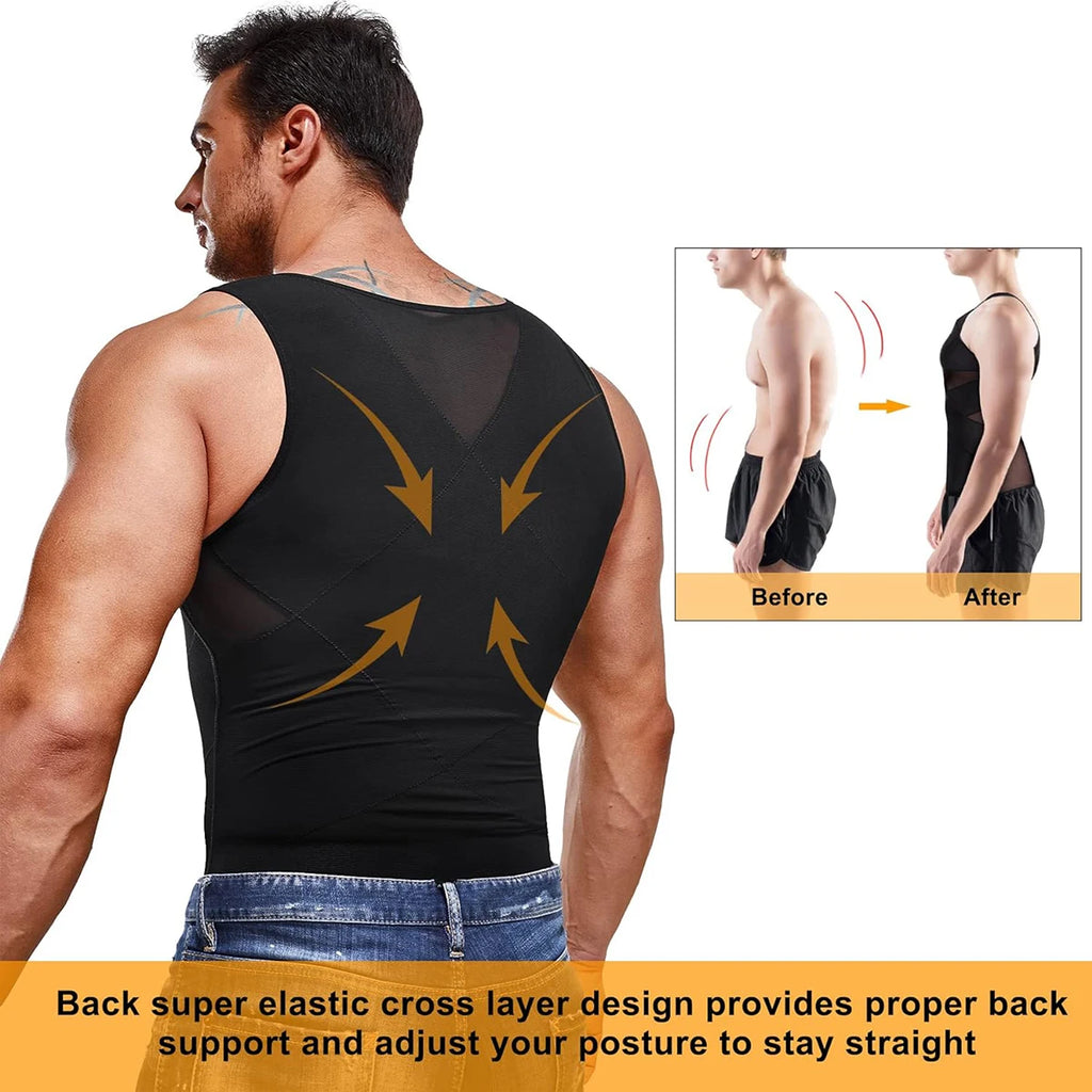 Mens Compression Shirts Body Shaper Slimming Undershirt Tank Tops  Sleeveless Workout Tummy Control Shapewear Vest