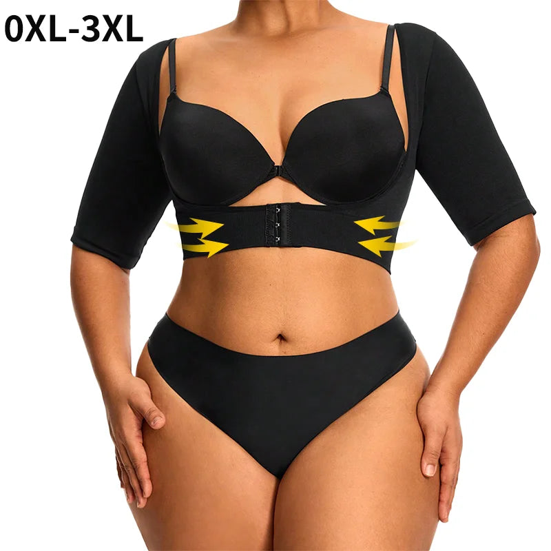 Plus Size Upper Arm Shaper Corset Top, Push-Up Front Bra