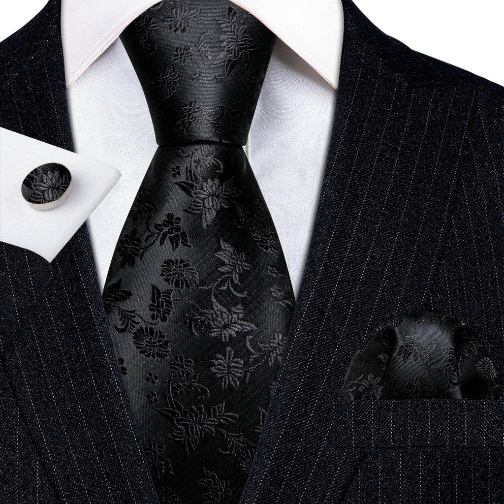 Floral Jacquard Silk Tie Set for Men - VacationGrabs