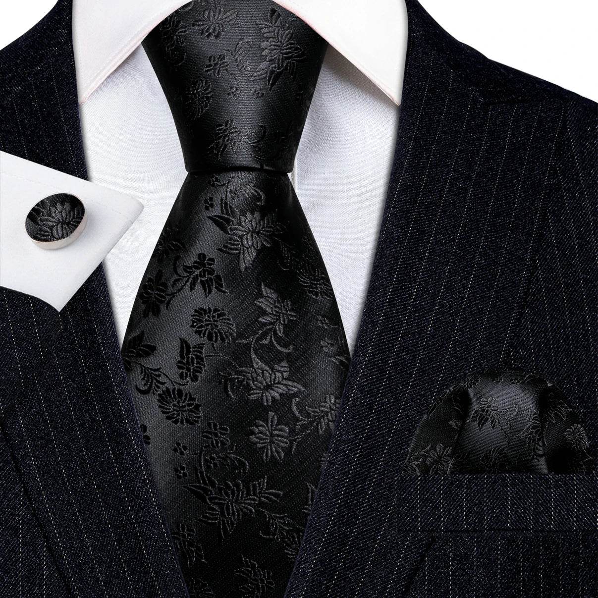 Floral Jacquard Silk Tie Set for Men - VacationGrabs