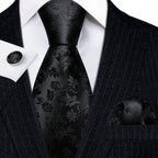 Floral Jacquard Silk Tie Set for Men - VacationGrabs