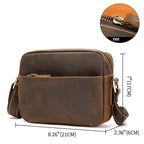Men's Crazy Horse Leather Crossbody Bag – Retro Messenger Sling - VacationGrabs