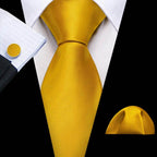 Gold & Beige Silk Tie Set for Men - VacationGrabs