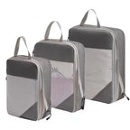 Gray compression packing cubes for travel, mesh design for easy visibility