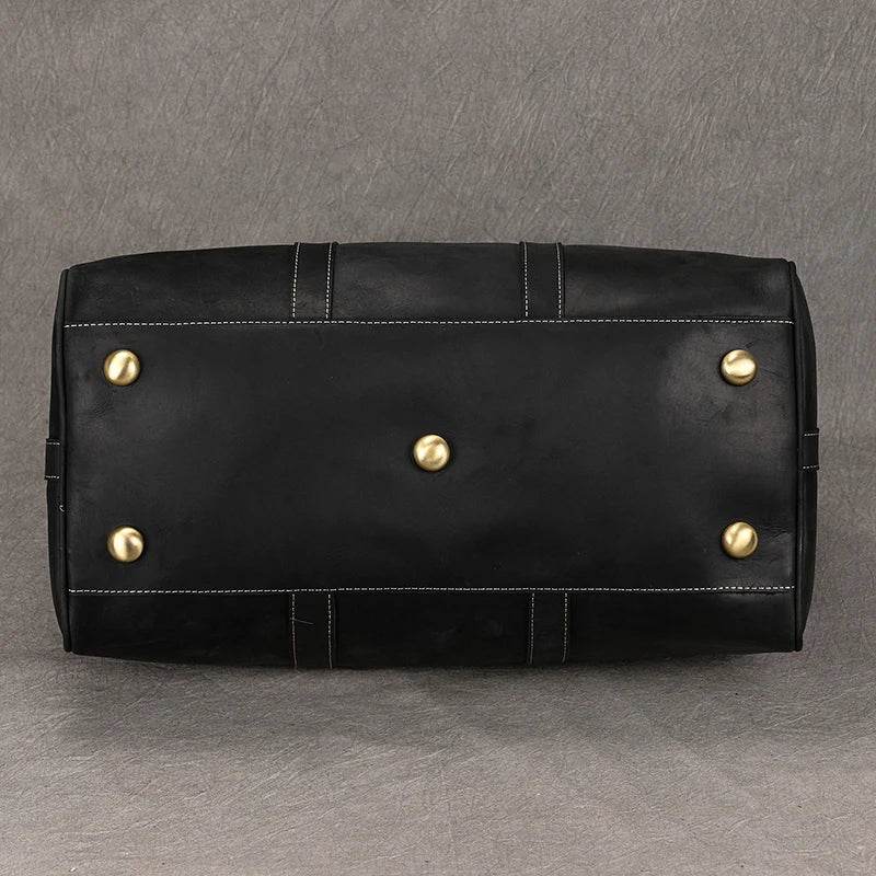 Crazy Horse Leather Men’s Travel Duffle Bag Retro Cowhide - VacationGrabs