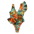 Women's Ruffle Sleeve Deep-V Bathing Suit - VacationGrabs