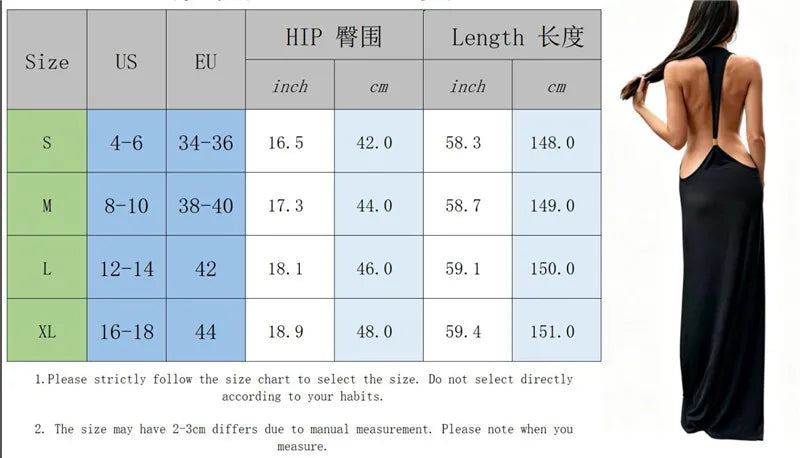 VacationGrabs Women Halter Neck Backless Maxi Dress Side Cutout Sleeveless Bodycon Long Dress Metal Buckle Detail Evening Party Gown