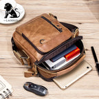 Bandolera de pecho de cuero impermeable informal de cuero auténtico para hombre