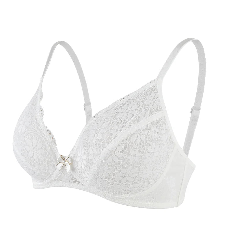 Floral Lace Push-Up Bralette, Wire-Free Adjustable Bra