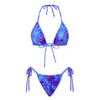 VacationGrabs Women 2 Pieces Bikini Swimsuit Spaghetti Strap Top Tie Side Triangle G-Thong Bathing Suit Beach Holiday Swimwear