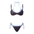 VacationGrabs Women's Double Layered Bikini Set Dot Print Halter Bra with Side Tie-up Low Waist Shorts 2 Pcs Swimsuit Beachwear