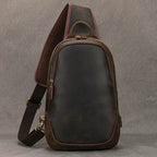 Large Size Leather Chest Bag for Men Crossbody Outdoor Sling - VacationGrabs