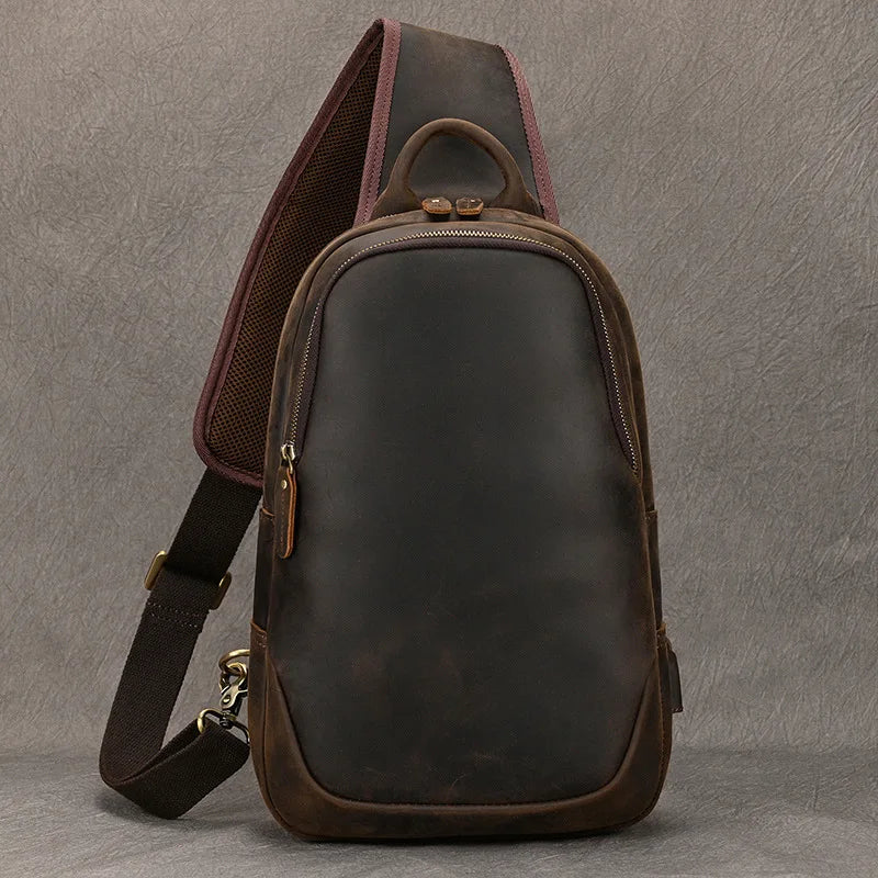 Men's Genuine Leather Sling Bag — Vintage Travel Crossbody