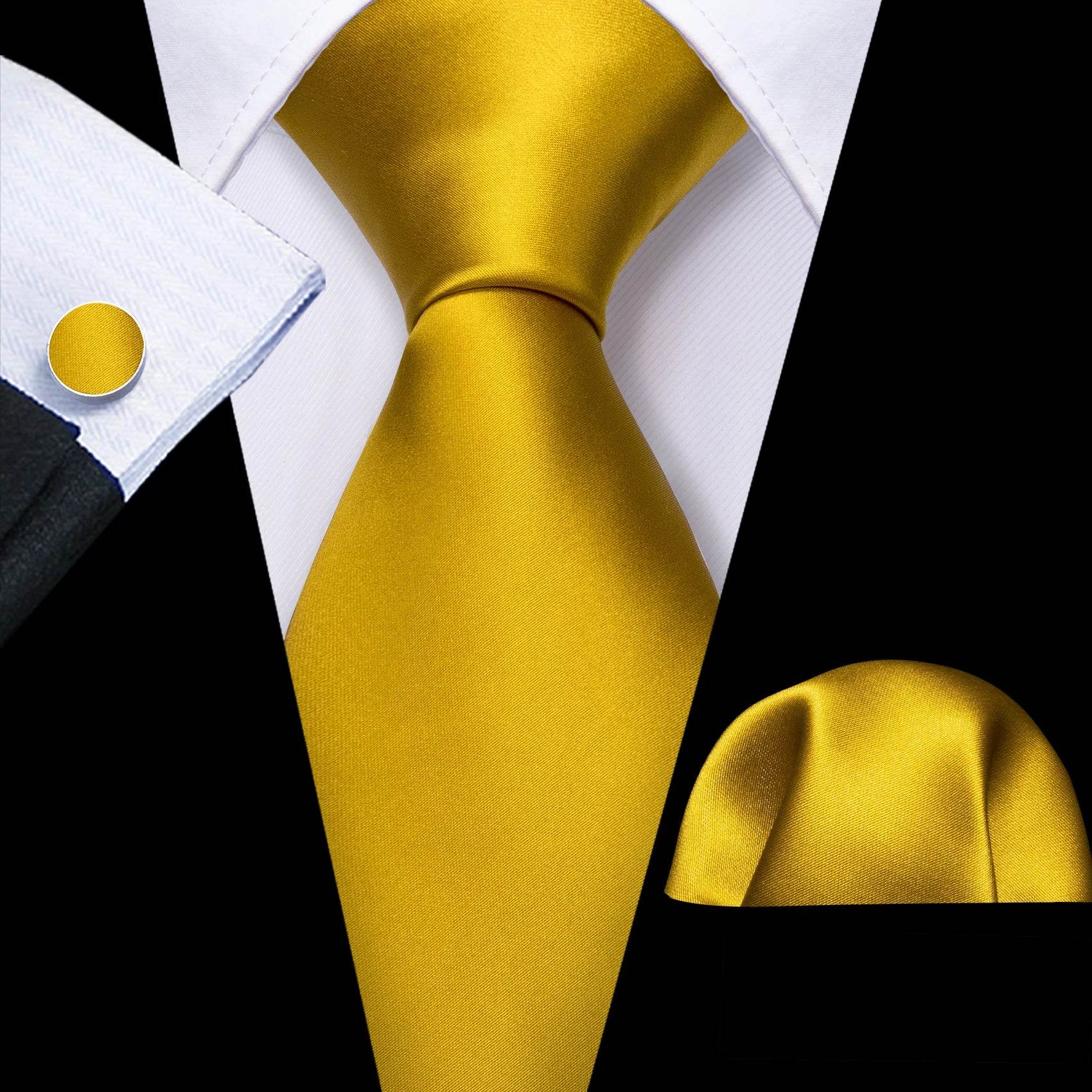 Gold & Beige Silk Tie Set for Men - VacationGrabs